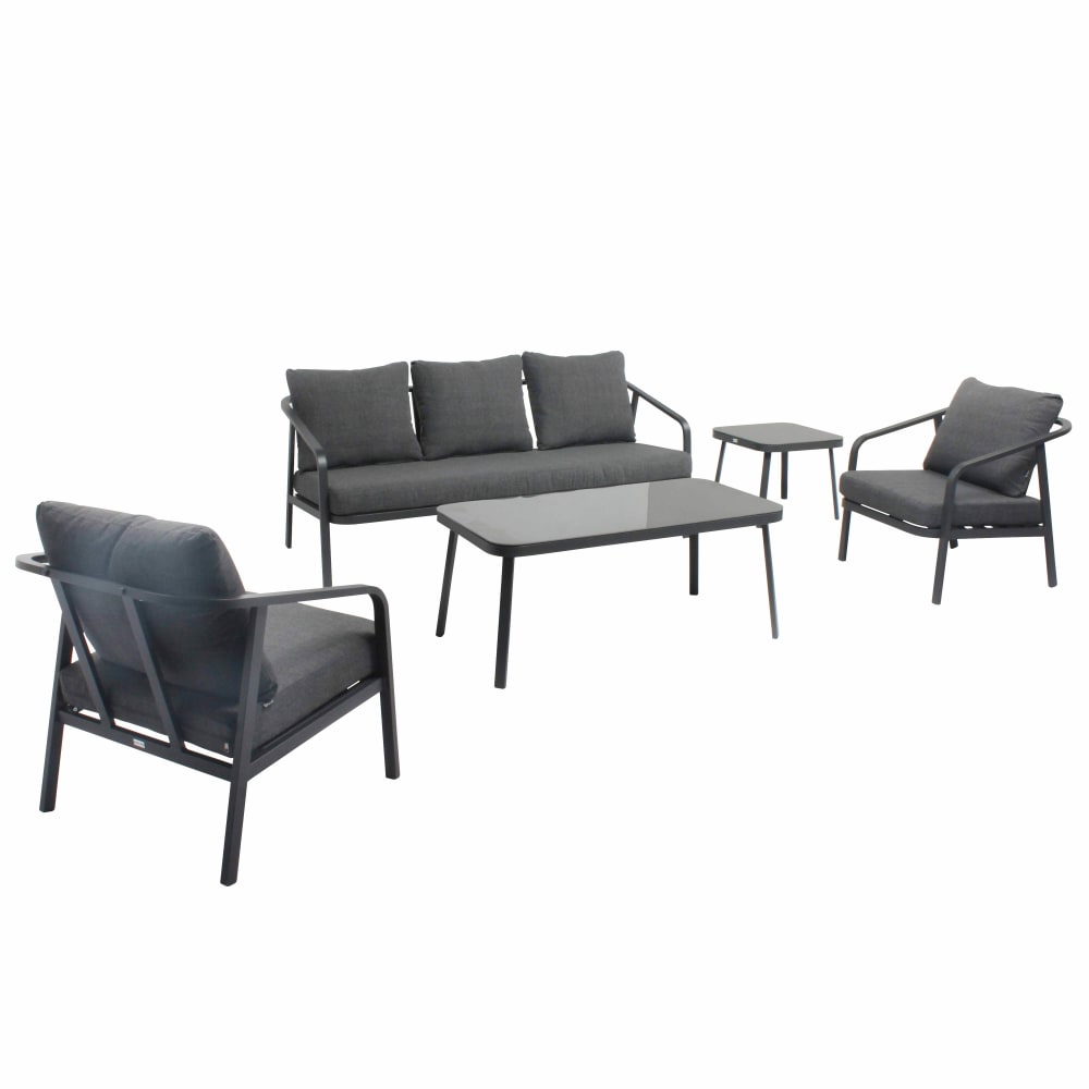 Salon de jardin 5 place en aluminium gris anthracite