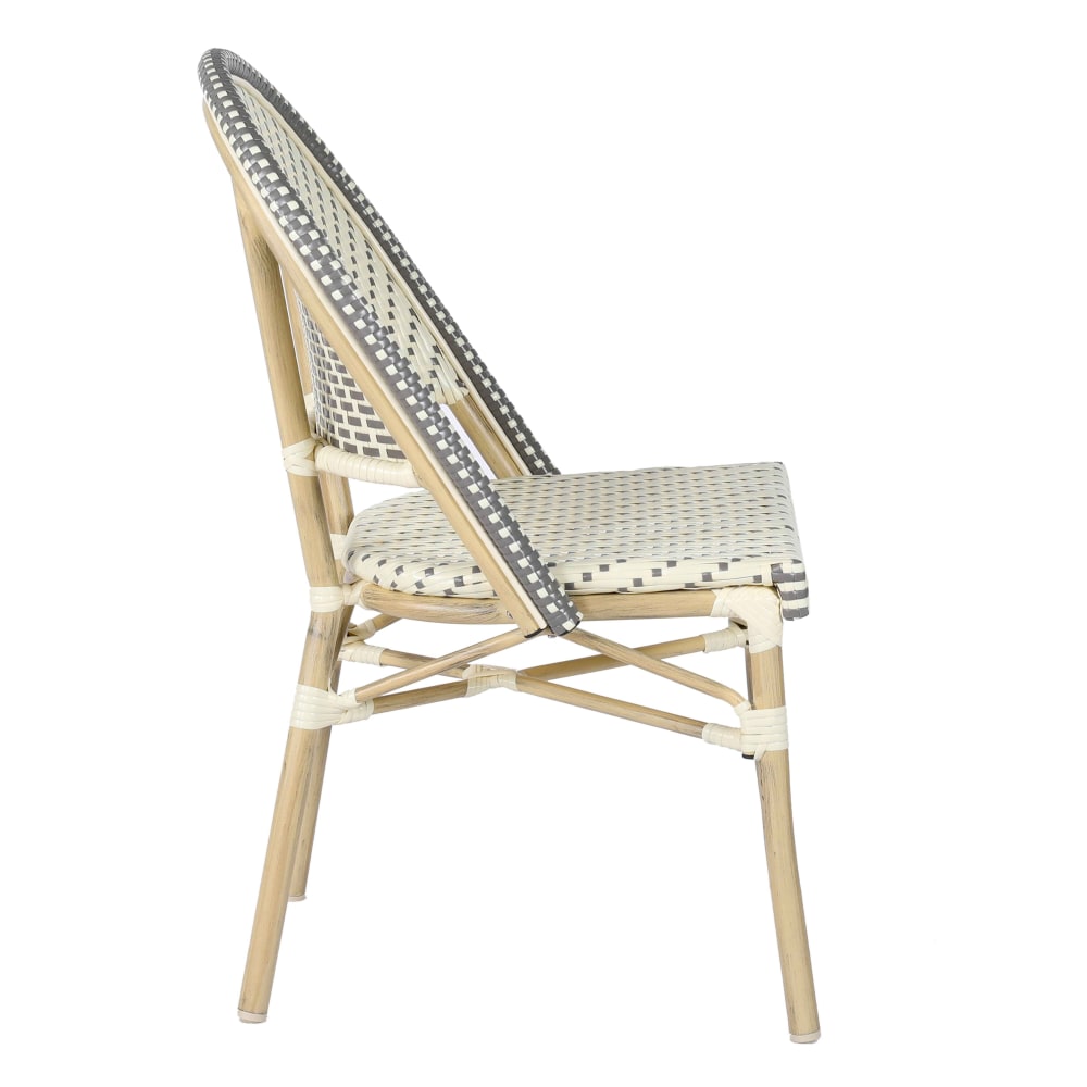 Chaise de terrasse bistrot parisien en aluminium et rotin gris