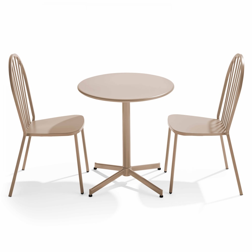 Ensemble table de terrasse inclinable et 2 chaises bistrot taupe
