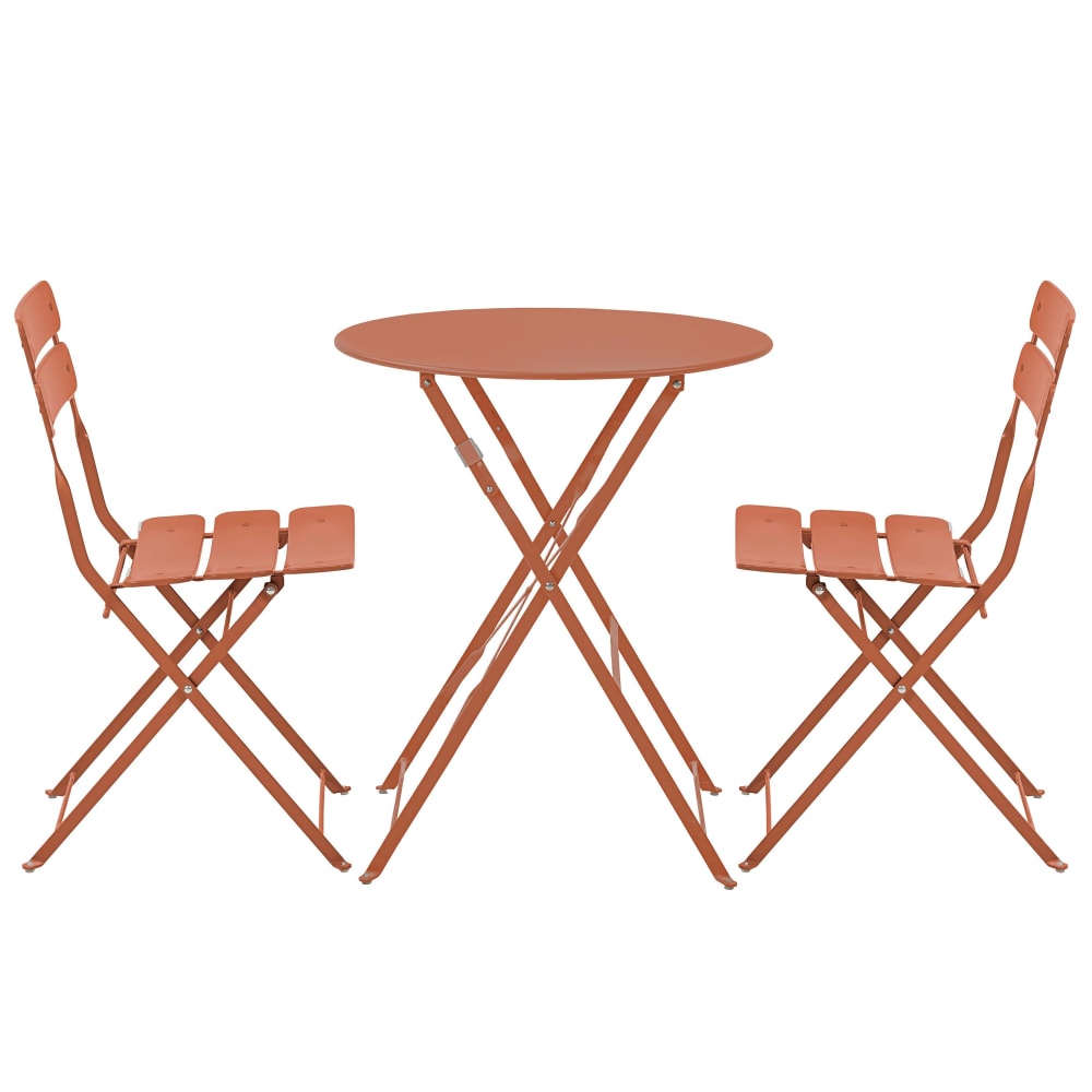 Table de terrasse ronde pliante et 2 chaises pliantes terracotta