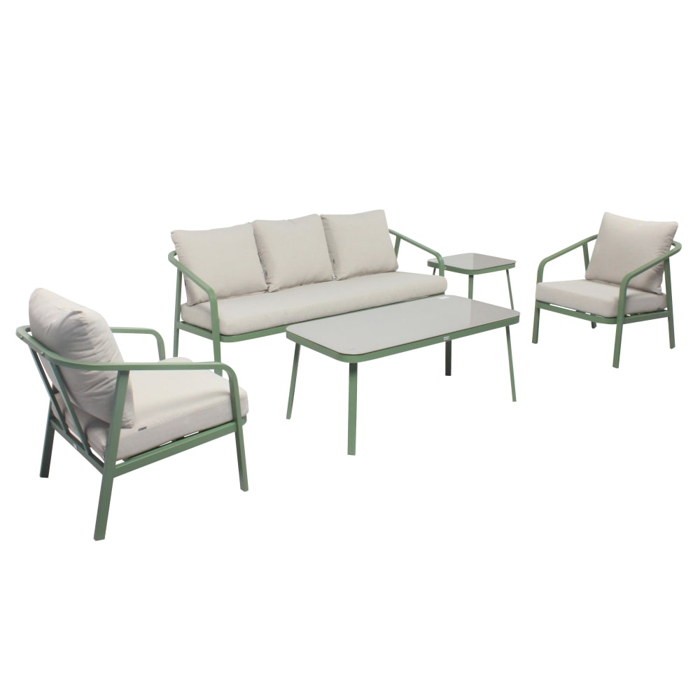Salon de jardin 5 place en aluminium vert