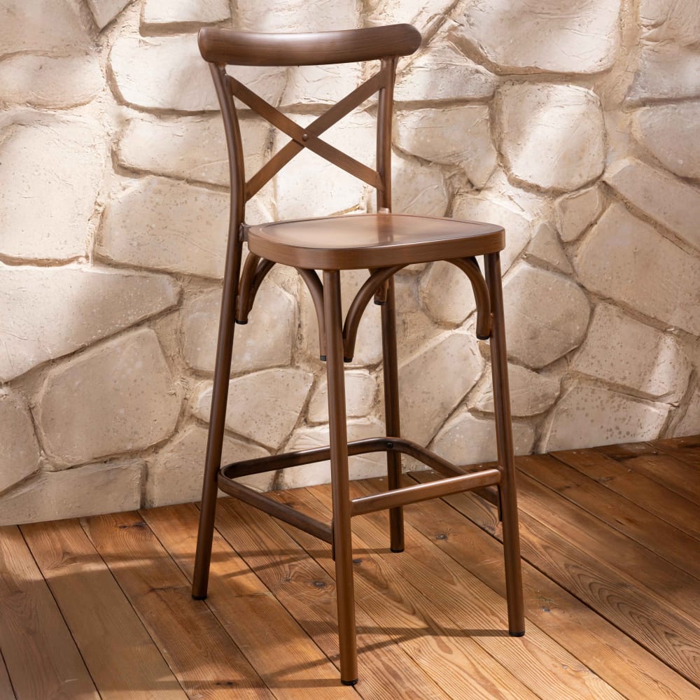 Chaise haute de terrasse bois en aluminium