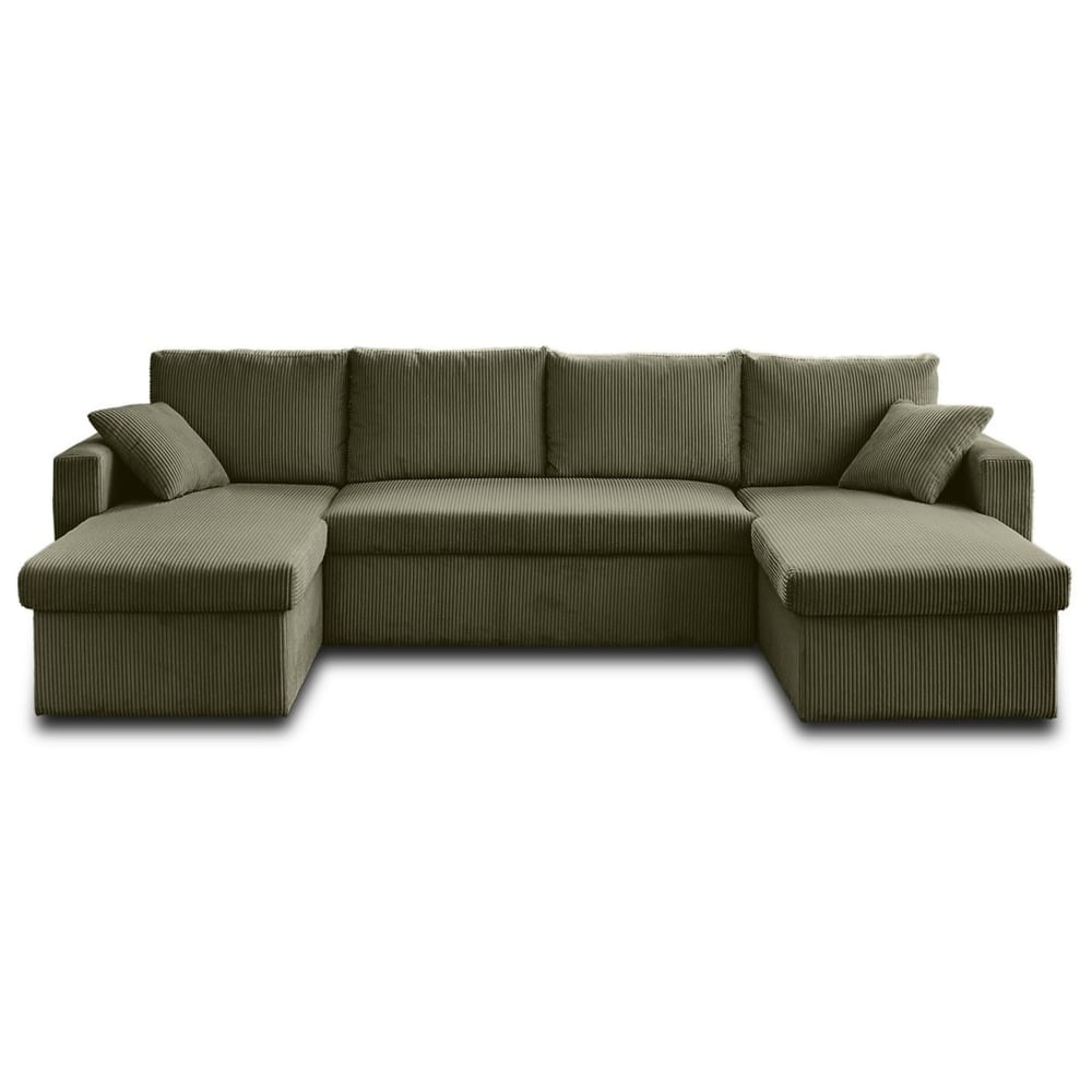 Canapé panoramique 7 places En U en Velours côtelé Vert