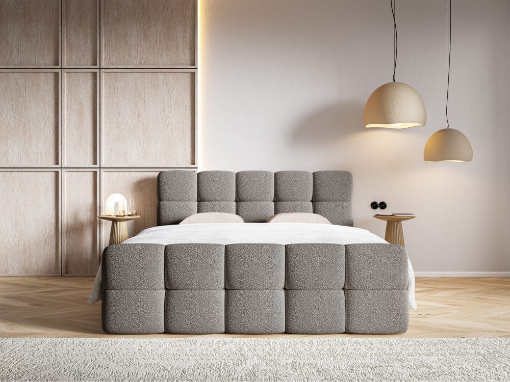Boxspringbett mit Bettkasten, Grau, 180 cm - Maisons Du Monde