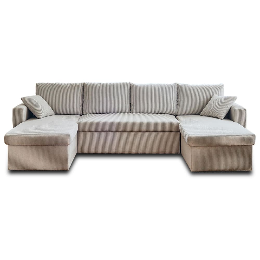 Canapé panoramique 7 places En U en Velours côtelé Beige