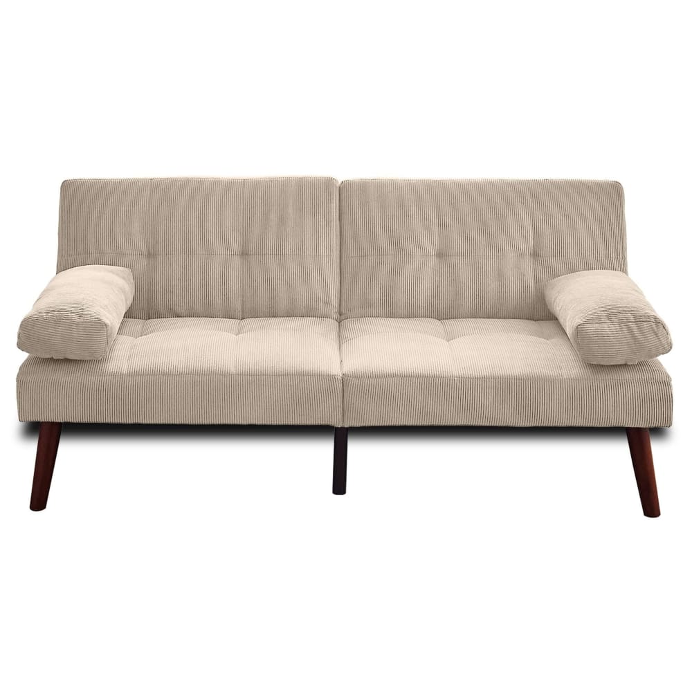 Canapé clic-clac 2 places en velours côtelé beige