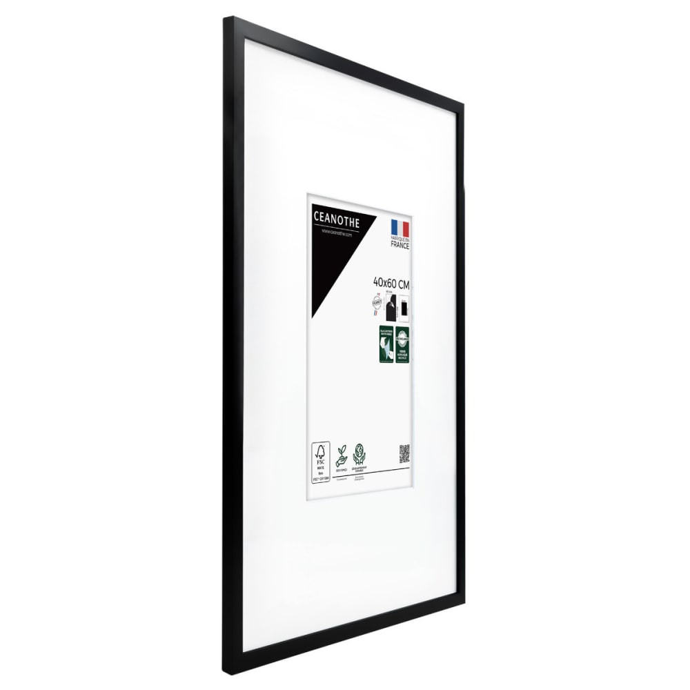 Cadre photo noir 40x60 cm verre acrylique avec passe-partout bois — vue 4