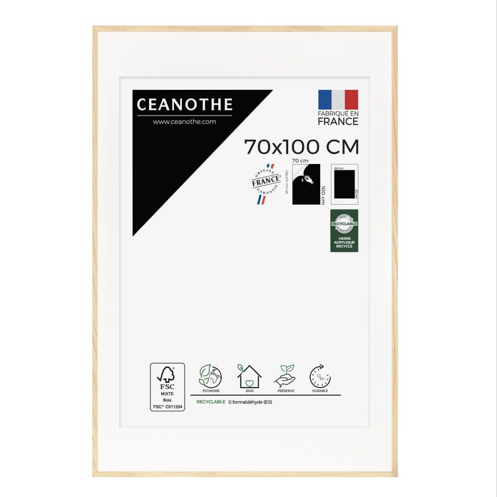 Cadre photo chêne avec passe-partout 70x100 cm chêne