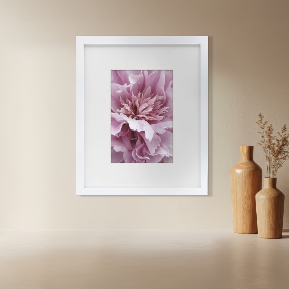 Cadre photo blanc 40x50 cm verre acrylique avec passe-partout bois — vue 3