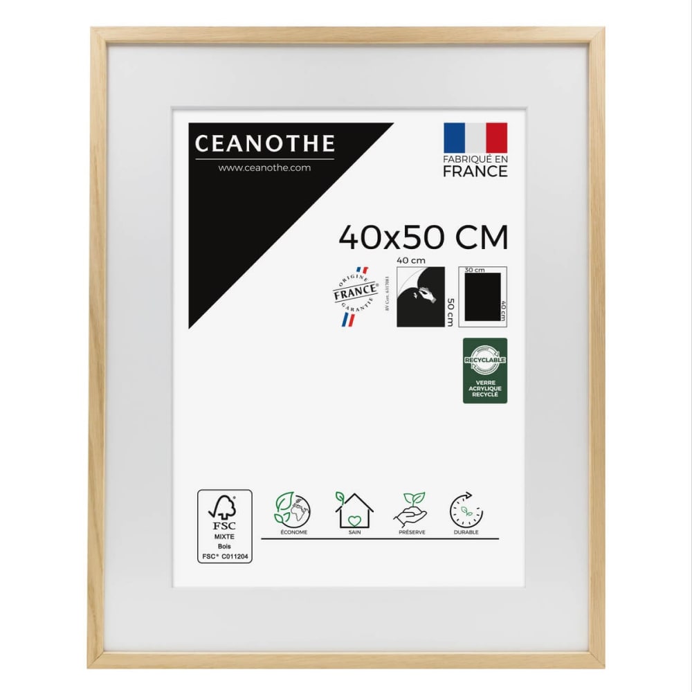 Cadre photo chêne avec passe-partout 40x50 cm chêne