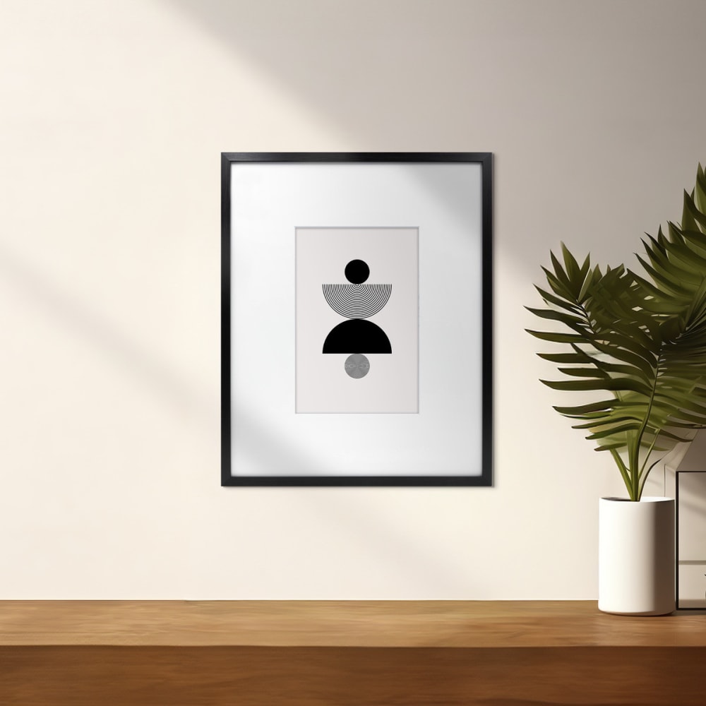 Cadre photo noir 40x50 cm verre acrylique avec passe-partout bois — vue 3