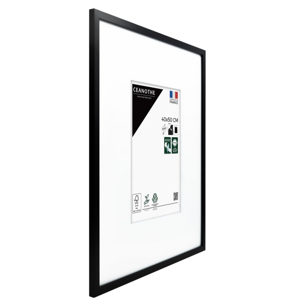 Cadre photo noir 40x50 cm verre acrylique avec passe-partout bois — vue 4