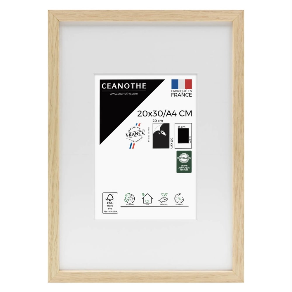 Cadre photo chêne avec passe-partout 20x30 cm/A4 chêne