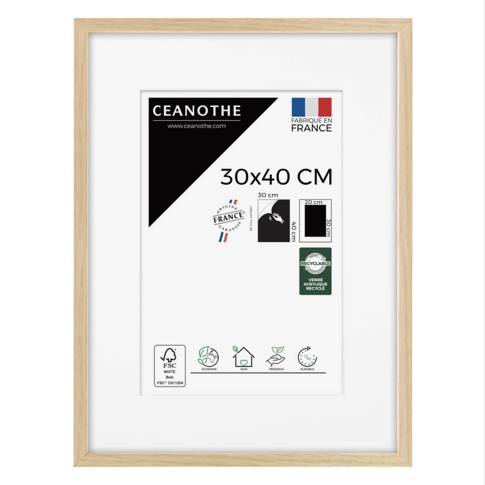 Cadre photo chêne avec passe-partout 30x40 cm chêne