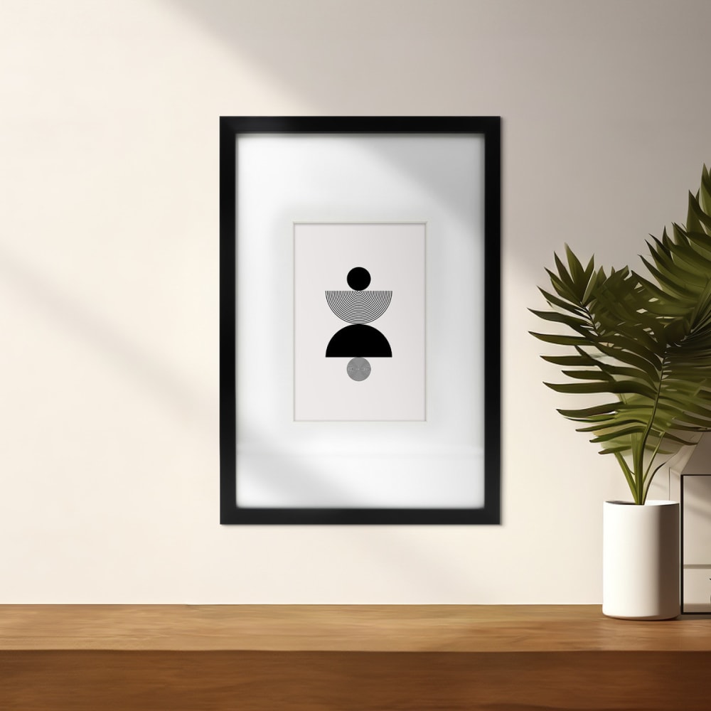 Cadre photo noir 50x70 cm verre acrylique avec passe-partout bois — vue 3