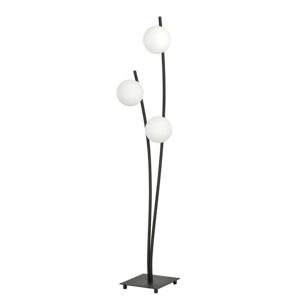 Wonderlamp Lampadaire de style moderne avec 3 sphères blanches style contemporain Noir Acier