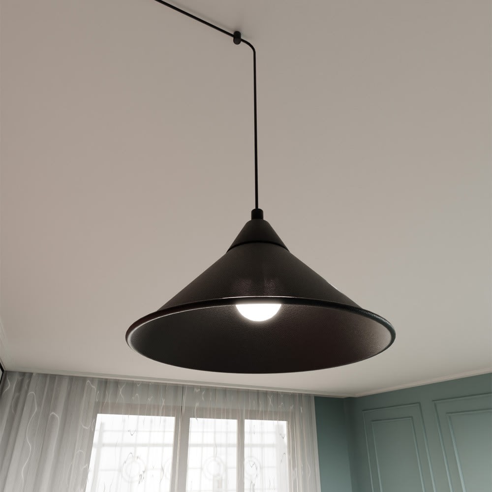 Applique orientable avec 5m de câble et abat-jour noir métallisé - Maisons du Monde