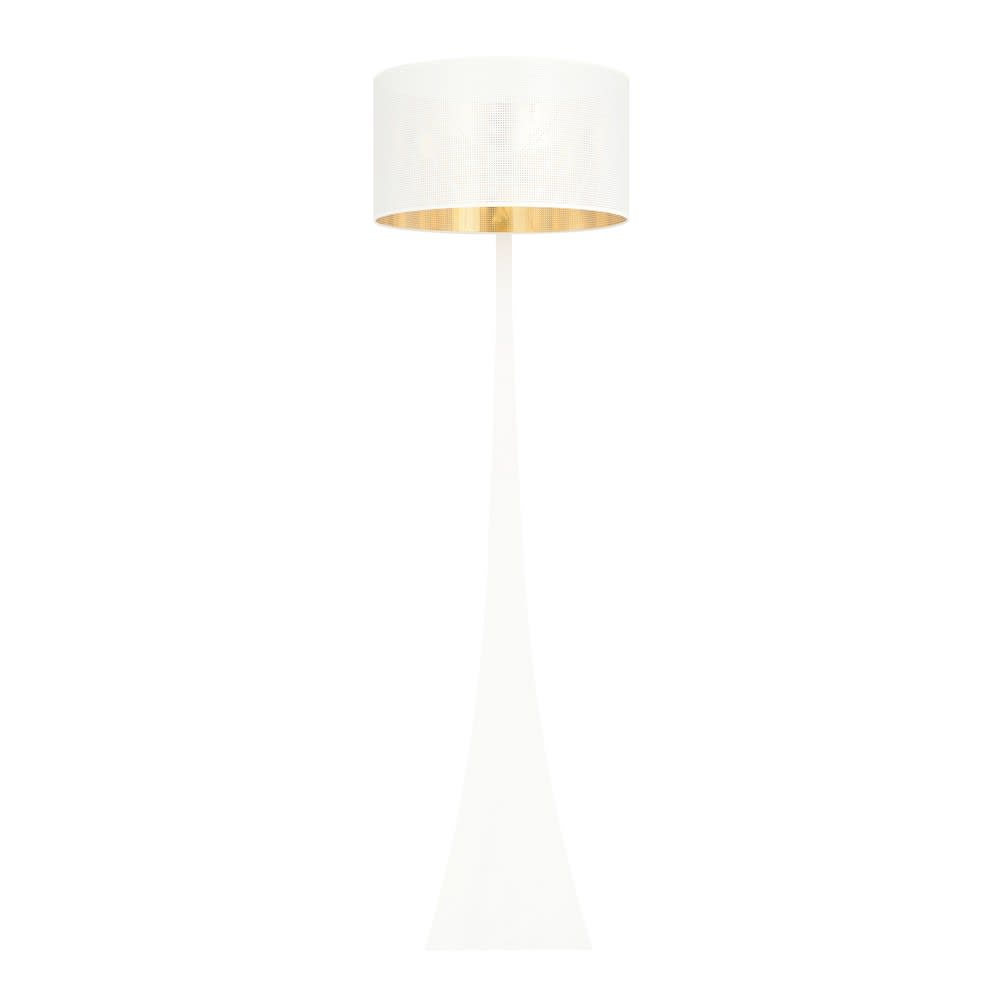 Lampadaire moderne et élégant avec abat-jour blanc et intérieur doré