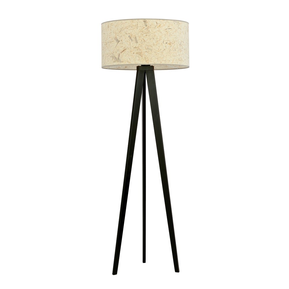 Wonderlamp Dreibeinige Stehlampe aus Holz mit Korkschirm style landhaus Schwarz Holz