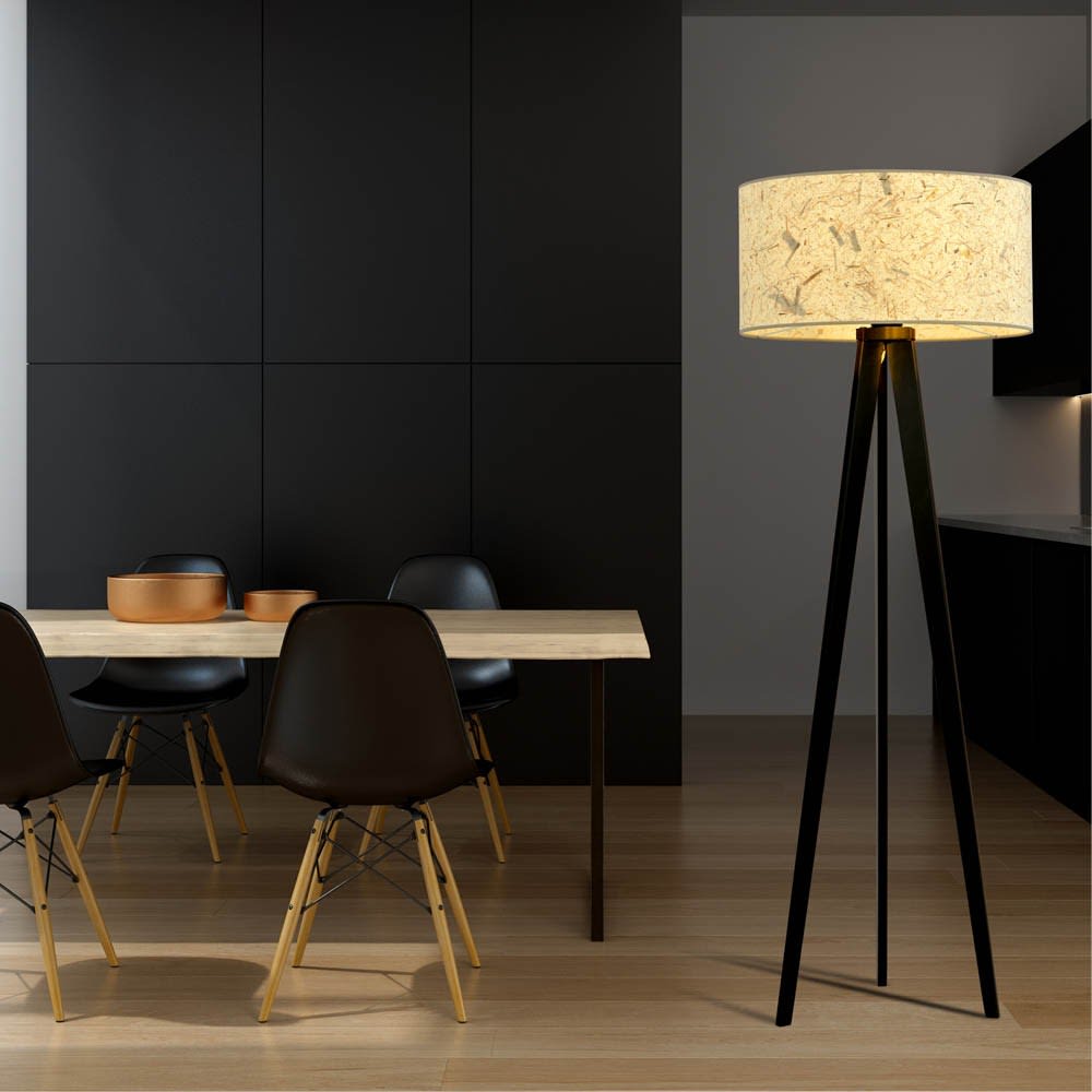 Lampadaire trépied en bois avec abat-jour en liège - Maisons du Monde