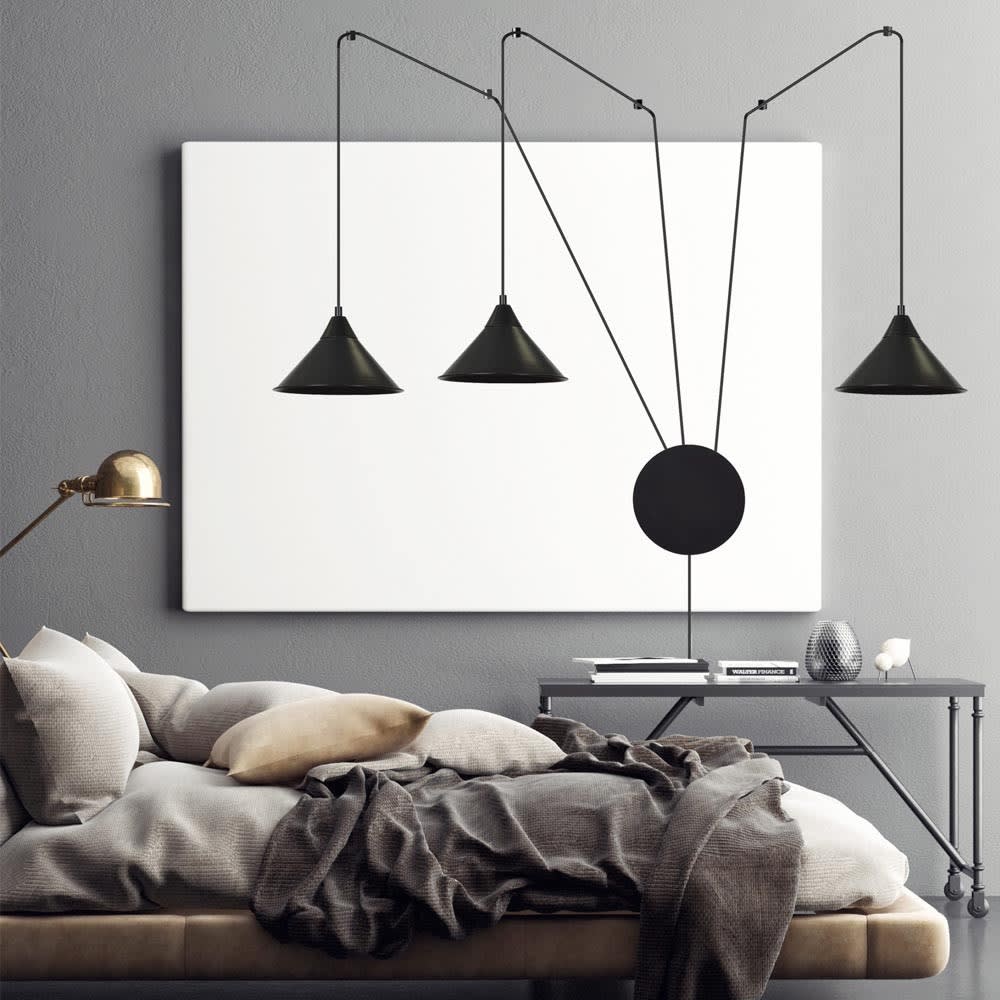 Applique réglable avec câble de 5 m et 3 abat-jour noirs - Maisons du Monde