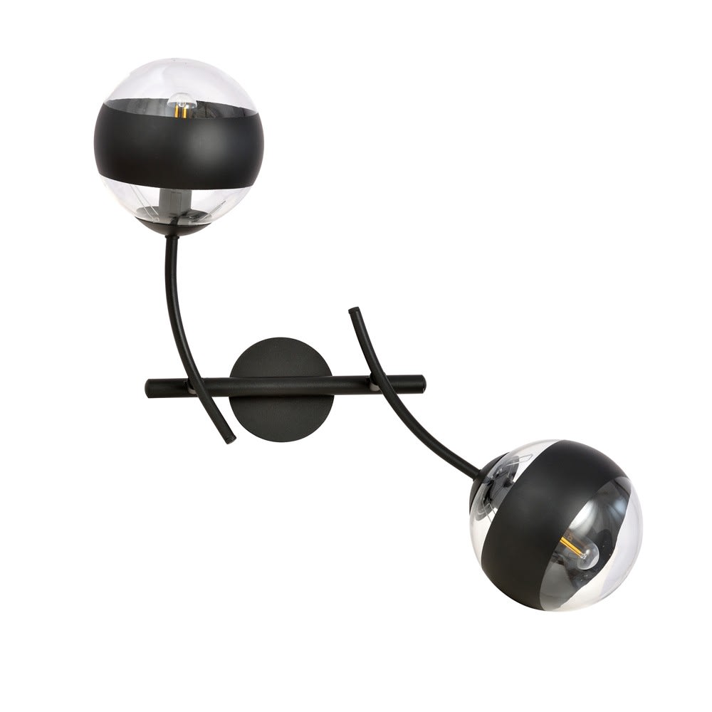 Wonderlamp Wandleuchte mit verstellbaren Armen und transparenten/schwarzen Kugeln style modern - Stahl