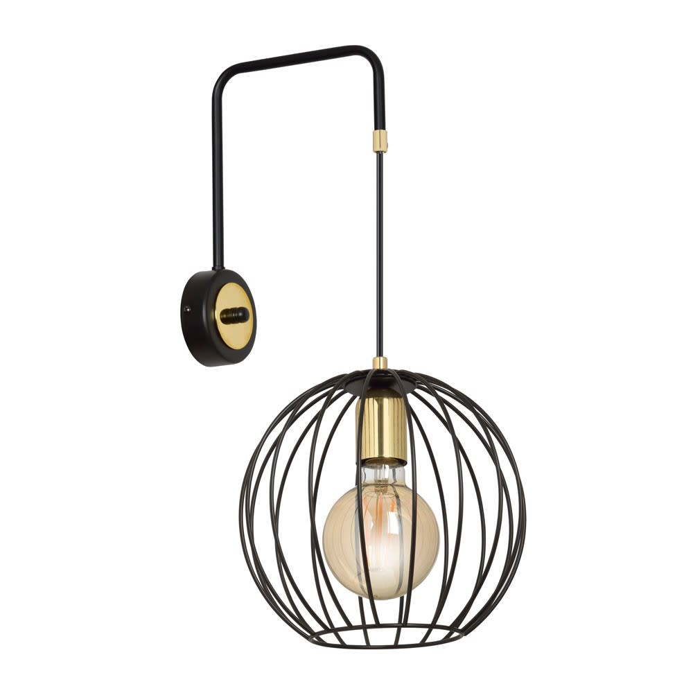 Wonderlamp Wandleuchte mit Lampenschirm mit kugelförmigem Gitter style modern Schwarz Metall