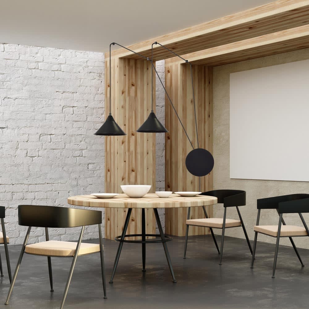 Applique réglable avec câble de 5m et 2 abat-jour noirs - Maisons du Monde