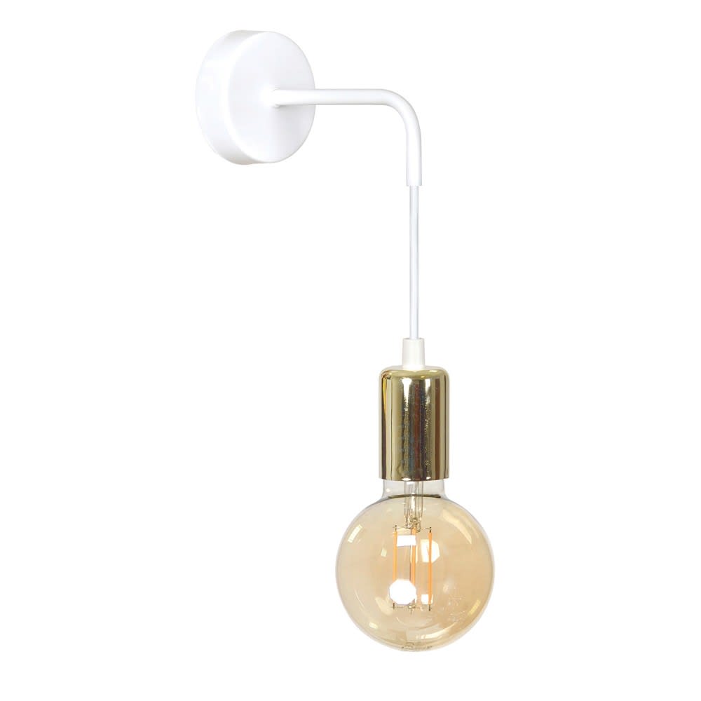 Wonderlamp Applique blanche avec douille dorée et hauteur réglable style contemporain - Métal