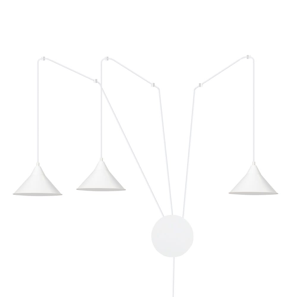 Wonderlamp Verstellbare Wandleuchte mit 5 m Kabel und 3 weißen Schirmen style modern - Metall
