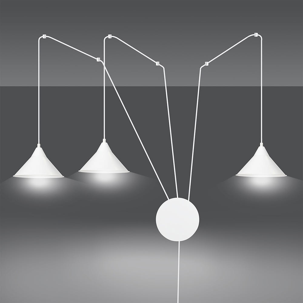 Applique réglable avec 5m de câble et 3 abat-jour blancs - Maisons du Monde