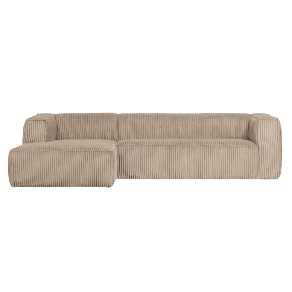 WOOOD Ecksofa links 5-Sitzer Velours beige L305 cm style modern - Samt