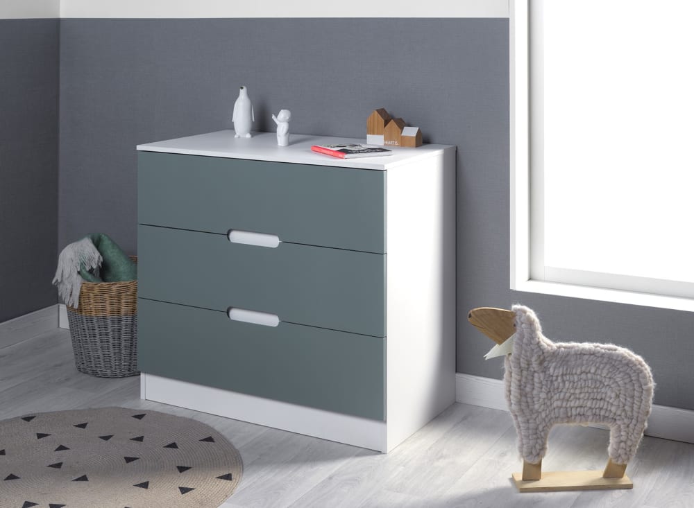 Commode 3 tiroirs Blanc et Vert - Maisons du Monde