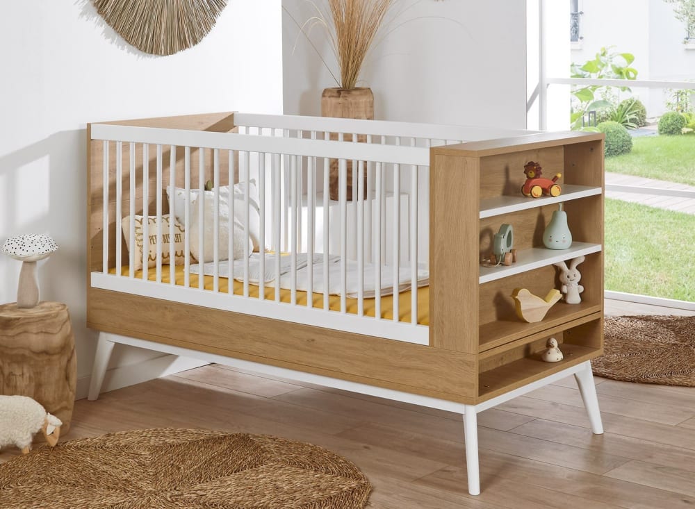 Lit bébé évolutif 70x140 Blanc et Chêne - Maisons du Monde