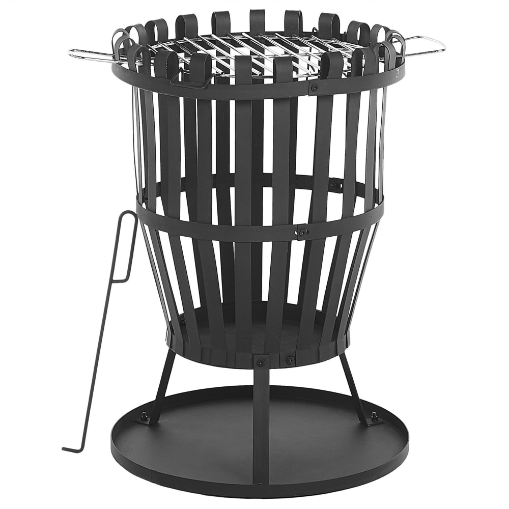 Brasero rond en acier noir