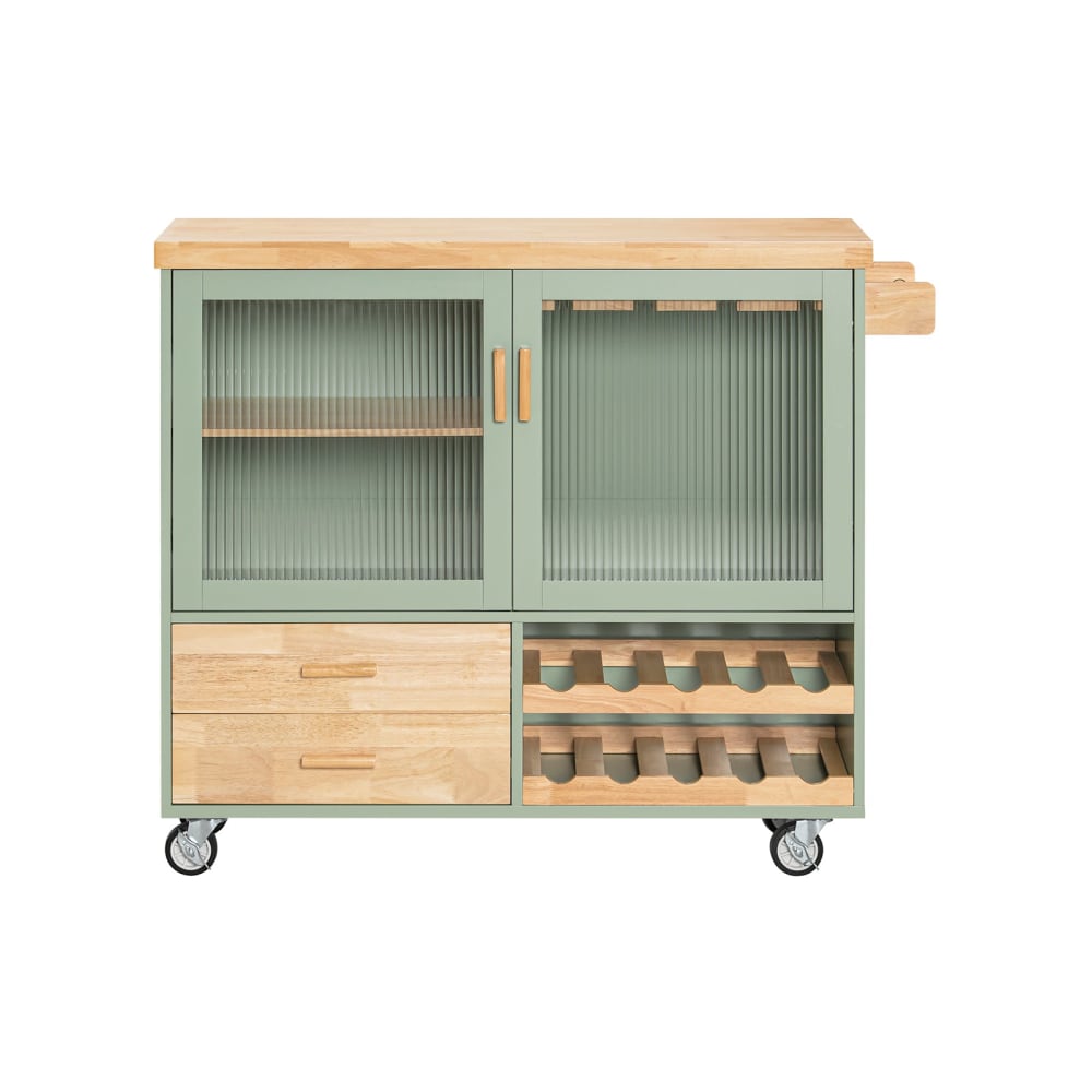 SoBuy Kücheninsel mit gewürzregal küchenschrank grün 109x92x40cm - Spanplatte