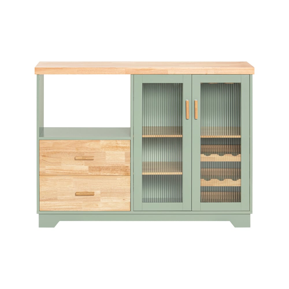 SoBuy Buffet sideboard mit 2 glastüren aufbewahrungsschrank grün 120x90x40cm - Spanplatte