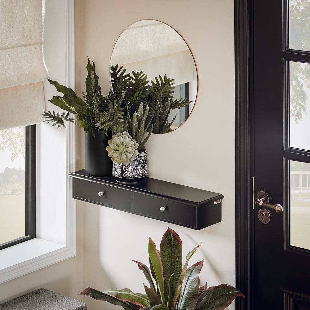 Étagère murale effet bois noir avec 2 tiroirs - Maisons du Monde