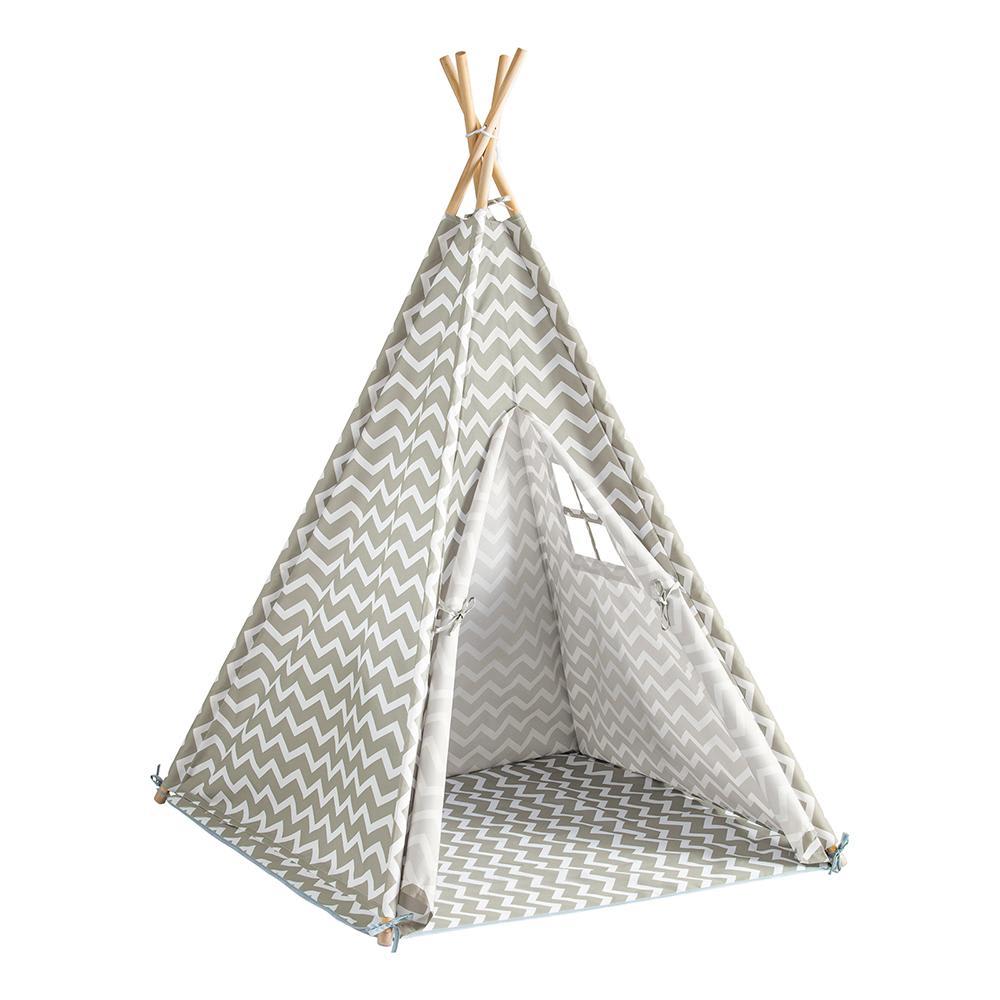 Tente tipi enfant pour garçon et fille avec tapis de sol gris