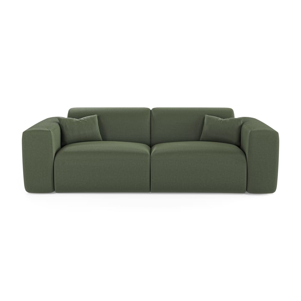 Canapé convertible express dunlopillo 140cm tissu tramé vert olive