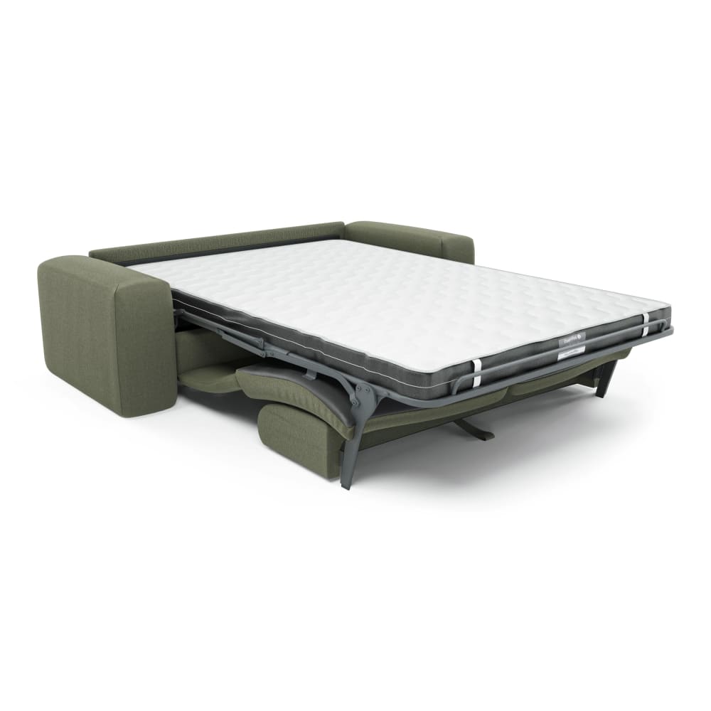 Canapé convertible express 140cm 3places en tissu tramé  vert olive - Maisons du Monde