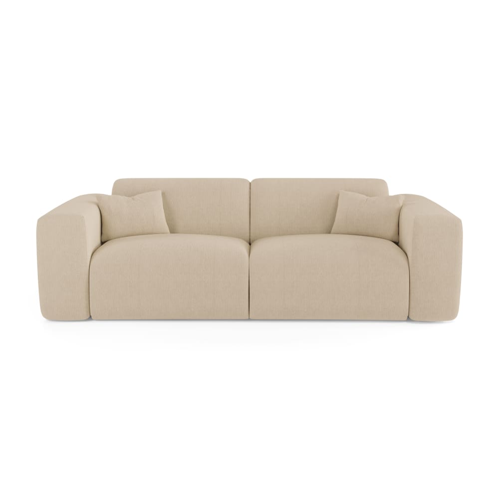 Canapé convertible express dunlopillo 160cm velours côtelé beige