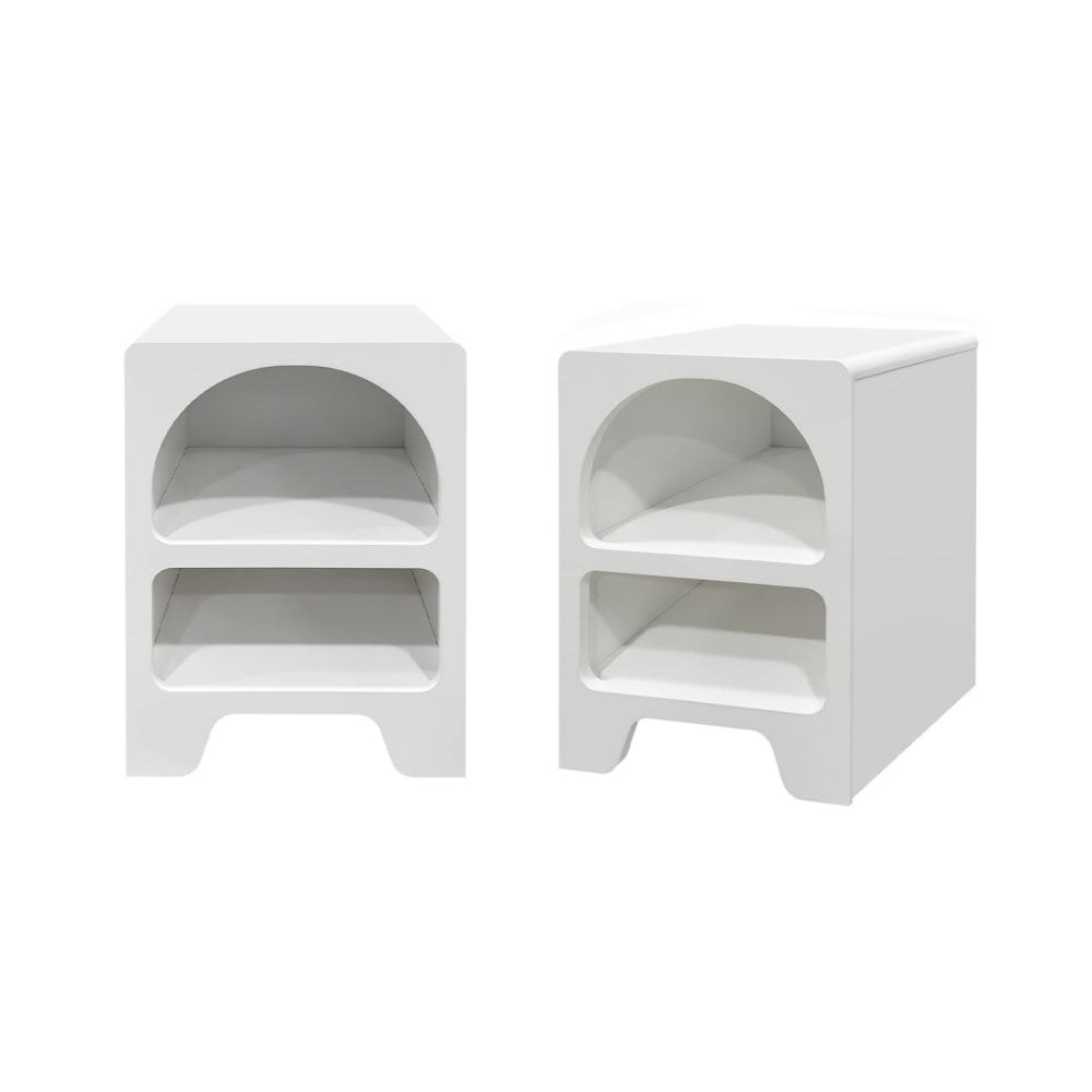 sweeek 2er-Set organische Nachttische mit Holzoptik weiß style classic chic - Holz