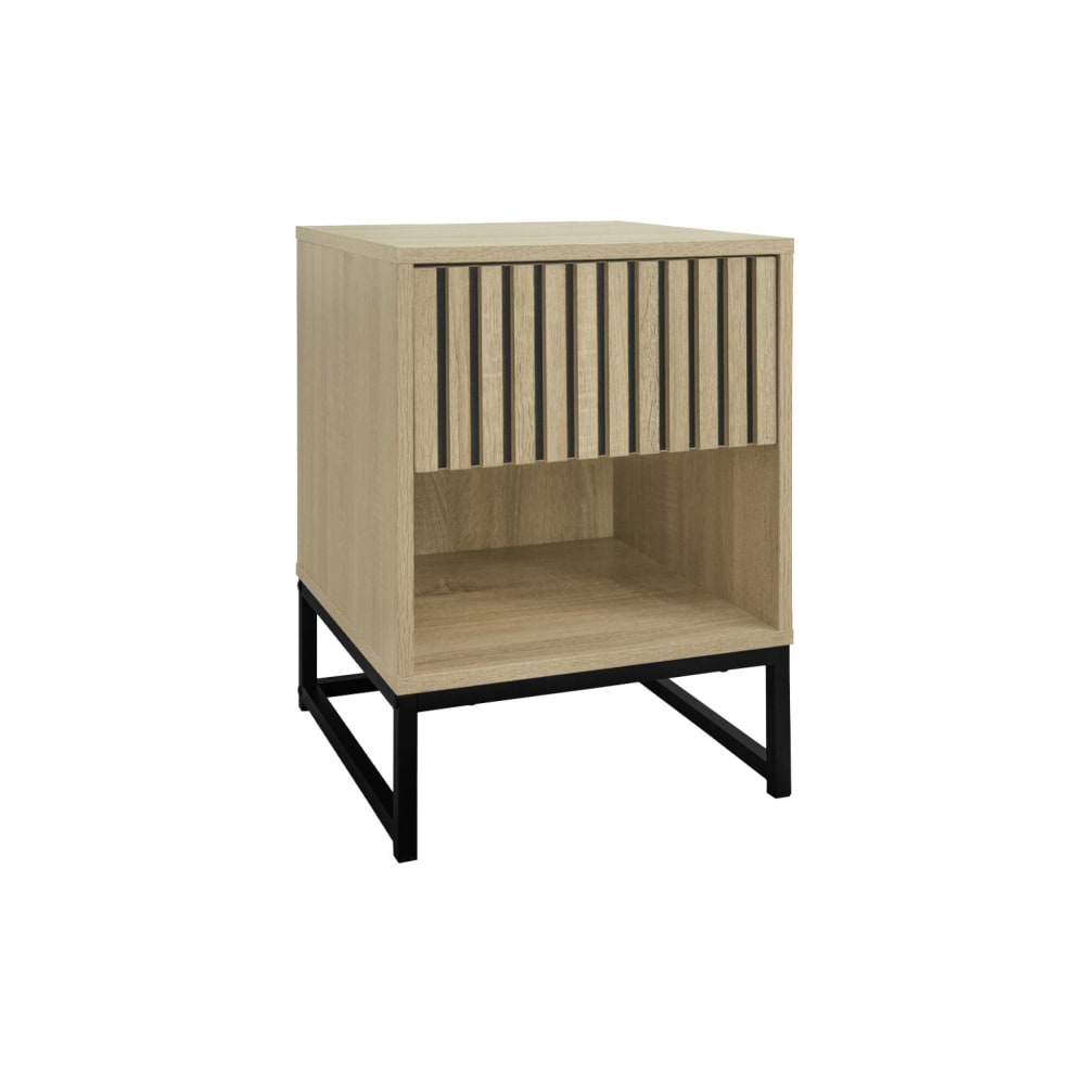 Nachttisch mit geriffelter Holzoptik 1 Schublade - Maisons Du