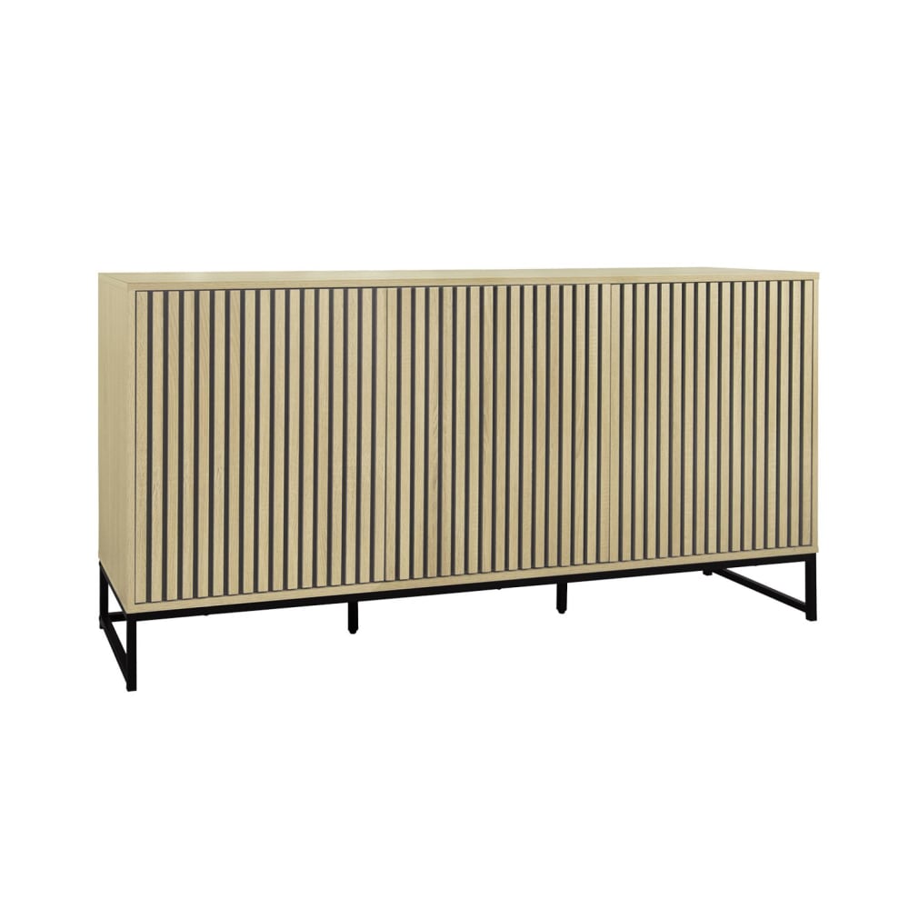 Buffet contemporain effet bois rainuré 3 portes l160cm - Maisons du Monde