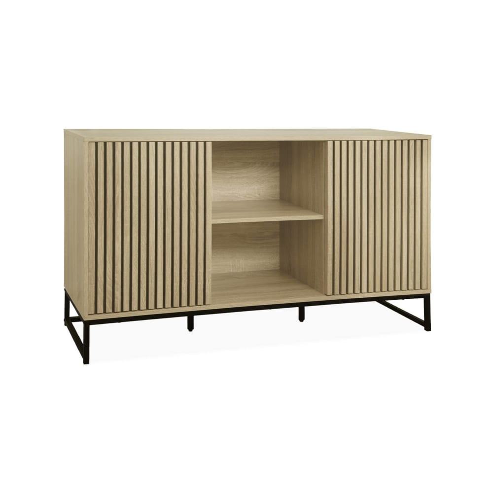 Buffet contemporain effet bois rainuré 2 portes l140 - Maisons du Monde