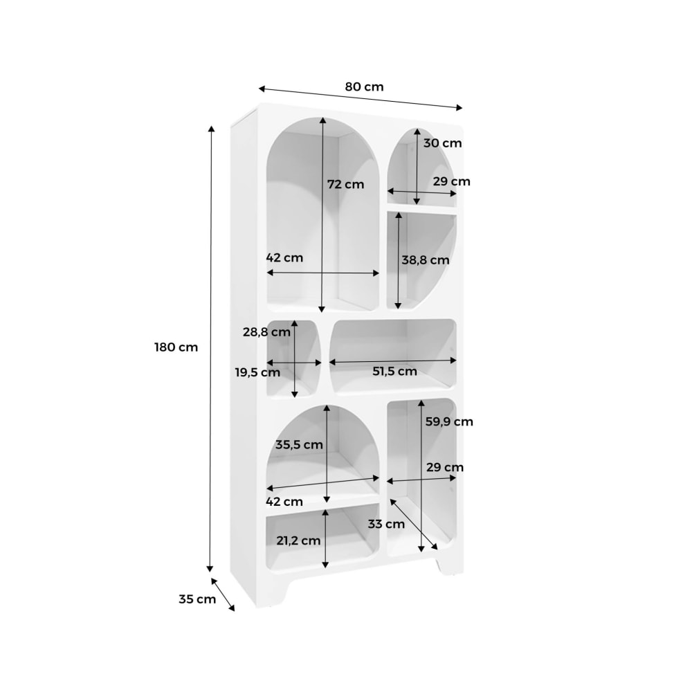 Etagère bibliothèque organique effet bois blanc