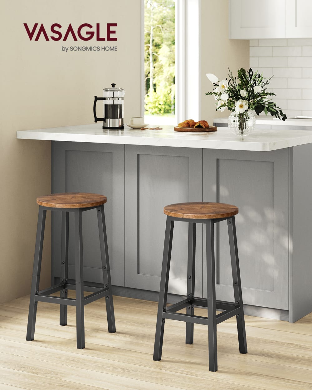 Ensembles de 4 tabourets de bar 64 cm marron