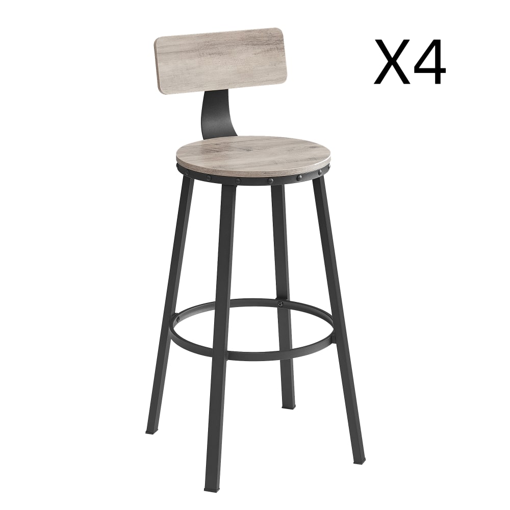 VASAGLE Tabourets de bar hautes cuisine gris style industriel Gris Panneau De Particules - 54x99x54cm