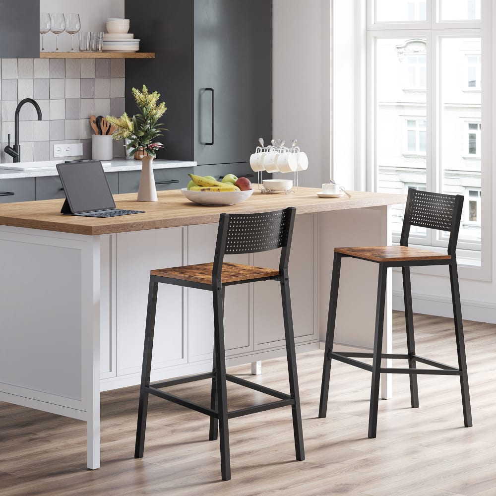 Tabourets de bar hautes avec dossier marron - Maisons du Monde